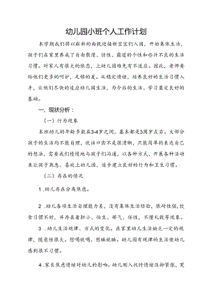 幼儿园小班个人工作计划.docx