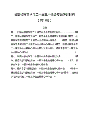 员额检察官学习二十届三中全会专题研讨材料（共12篇）.docx