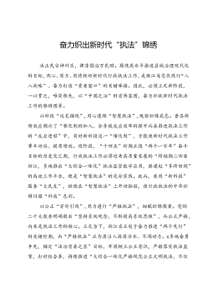 县卫健局党员干部研讨发言：奋力织出新时代“执法”锦绣.docx