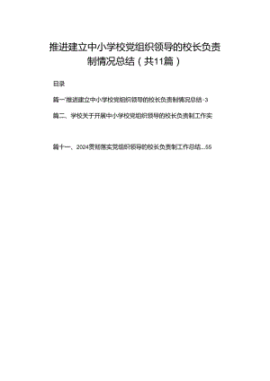（11篇）推进建立中小学校党组织领导的校长负责制情况总结合辑.docx