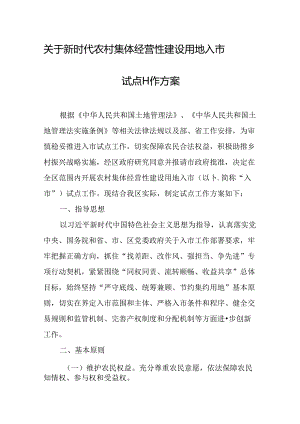 关于新时代 农村集体经营性建设用地入市试点工作方案.docx