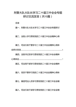 （15篇）刑警大队大队长学习二十届三中全会专题研讨交流发言（精选）.docx