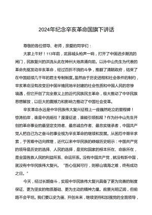 8篇2024年纪念辛亥革命113周年国旗下讲话.docx