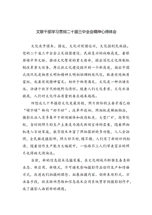 文联干部学习贯彻二十届三中全会精神心得体会（共四篇）.docx