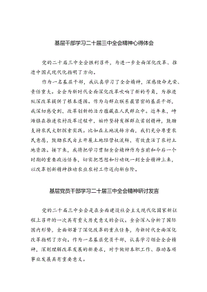 基层干部学习二十届三中全会精神心得体会（共8篇）.docx