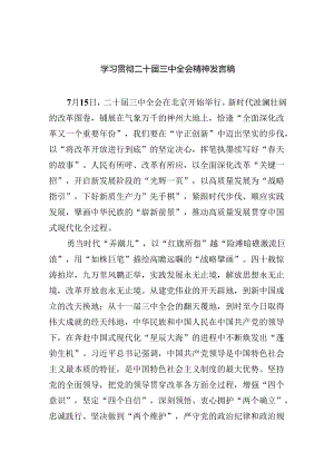 （12篇）学习贯彻二十届三中全会精神发言稿（精选）.docx