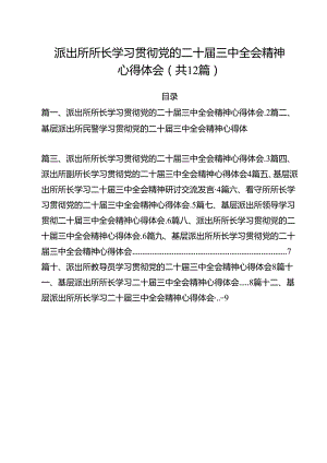 派出所所长学习贯彻党的二十届三中全会精神心得体会样例12篇（详细版）.docx
