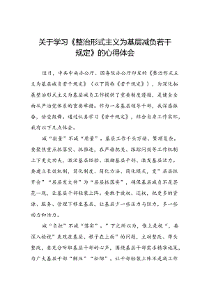 领导干部学习整治形式主义为基层减负若干规定心得体会交流发言四篇.docx