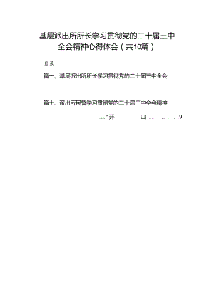 （10篇）基层派出所所长学习贯彻党的二十届三中全会精神心得体会精选.docx