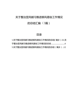 关于整治歪风陋习推进移风易俗工作情况的总结汇编（3篇）.docx