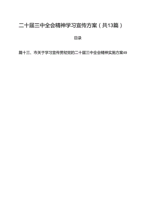 （13篇）二十届三中全会精神学习宣传方案集合.docx
