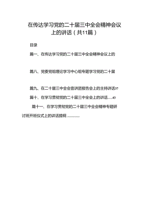 （11篇）在传达学习党的二十届三中全会精神会议上的讲话（详细版）.docx