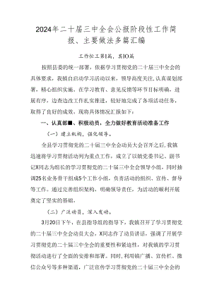 2024年二十届三中全会公报阶段性工作简报、主要做法多篇汇编.docx