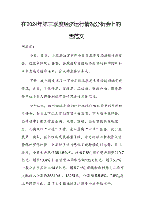 在2024年第三季度经济运行情况分析会上的讲话范文.docx