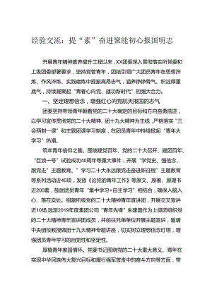 经验交流：提“素”奋进聚能+初心报国明志.docx
