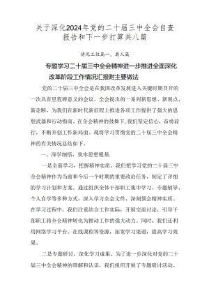 关于深化2024年党的二十届三中全会自查报告和下一步打算共八篇.docx