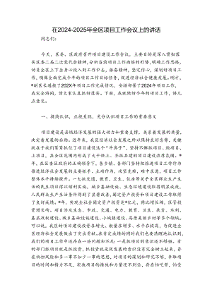 在2024-2025年全区项目工作会议上的讲话.docx