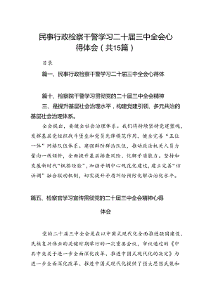 （15篇）民事行政检察干警学习二十届三中全会心得体会范文.docx