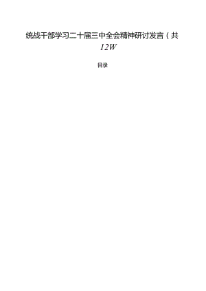 统战干部学习二十届三中全会精神研讨发言12篇（精选）.docx