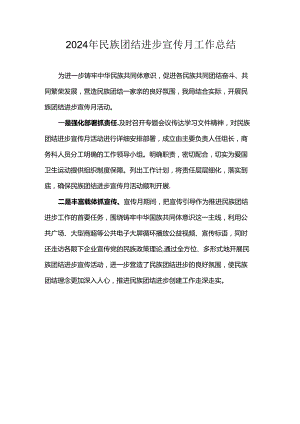 2024年民族团结进步宣传月工作总结.docx