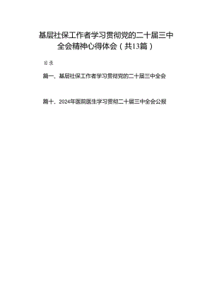 (13篇)基层社保工作者学习贯彻党的二十届三中全会精神心得体会（详细版）.docx