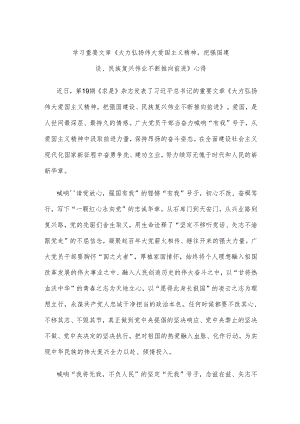 学习重要文章《大力弘扬伟大爱国主义精神把强国建设、民族复兴伟业不断推向前进》心得.docx