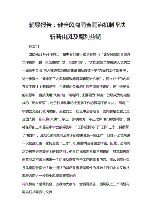 辅导报告：健全风腐同查同治机制 坚决斩断由风及腐利益链.docx