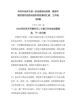 中共中央关于进一步全面深化改革、推进中国式现代化的决定阶段性情况汇报、工作成效8篇.docx