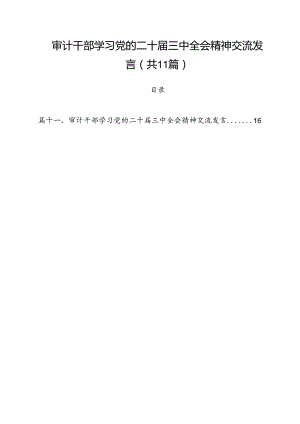 审计干部学习党的二十届三中全会精神交流发言11篇（最新版）.docx