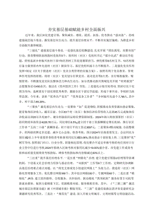 交流发言：夯实基层基础 赋能乡村全面振兴.docx