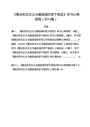 （13篇）《整治形式主义为基层减负若干规定》学习心得领悟（精选）.docx