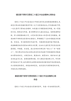 镇妇联干事学习贯彻二十届三中全会精神心得体会（共四篇）.docx