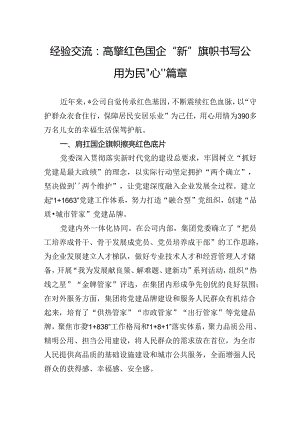 经验交流：高擎红色国企“新”旗帜书写公用为民“心”篇章.docx
