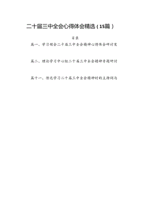 二十届三中全会心得体会精选（15篇）.docx