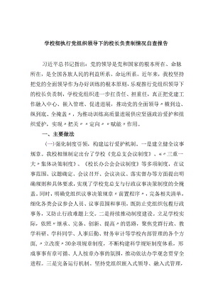 （12篇）学校彻执行党组织领导下的校长负责制情况自查报告范文.docx