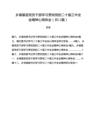 乡镇基层党员干部学习贯彻党的二十届三中全会精神心得体会12篇供参考.docx