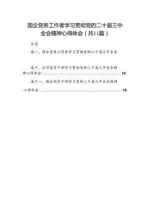 （11篇）国企党务工作者学习贯彻党的二十届三中全会精神心得体会范文.docx