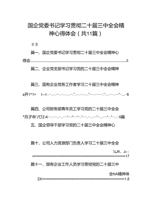 （11篇）国企党委书记学习贯彻二十届三中全会精神心得体会（精选）.docx