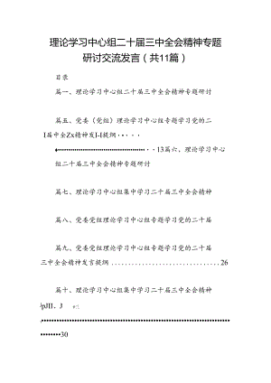 （11篇）理论学习中心组二十届三中全会精神专题研讨交流发言汇编.docx