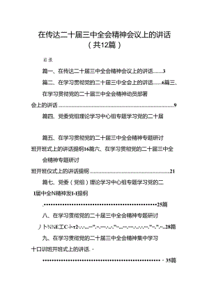 (12篇)在传达二十届三中全会精神会议上的讲话集合.docx