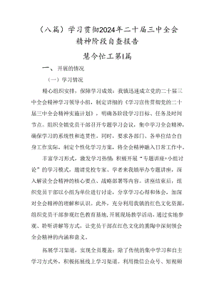 （八篇）学习贯彻2024年二十届三中全会精神阶段自查报告.docx
