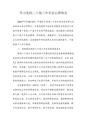 2024年学习学习党的二十届三中全会个人心得感悟 汇编14份.docx