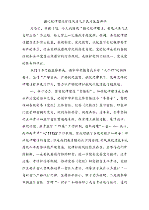 强化纪律建设营造风清气正良好生态讲稿.docx