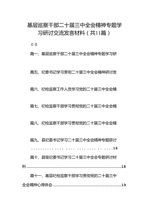 （11篇）基层巡察干部二十届三中全会精神专题学习研讨交流发言材料范文.docx
