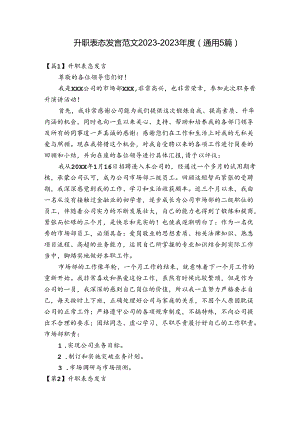 升职表态发言范文2023-2023年度(通用5篇).docx