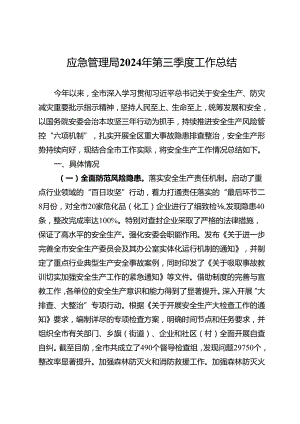 市应急管理局2024年第三季度工作总结.docx