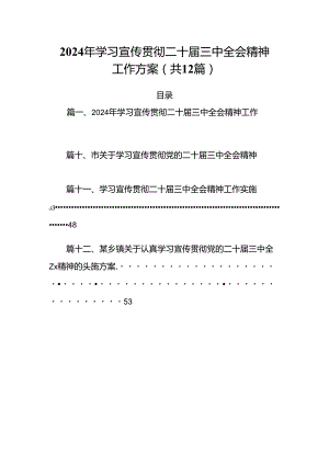 （12篇）2024年学习宣传贯彻二十届三中全会精神工作方案（精选）.docx