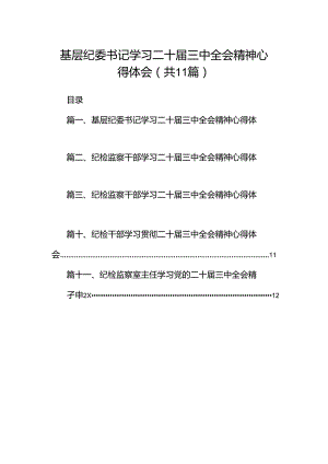 （11篇）基层纪委书记学习二十届三中全会精神心得体会范文.docx