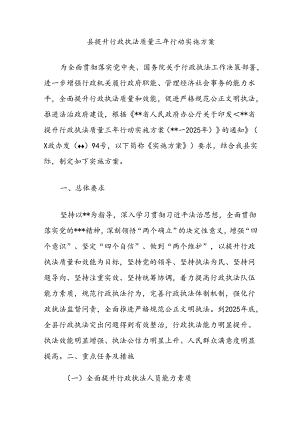 县提升行政执法质量三年行动实施方案.docx
