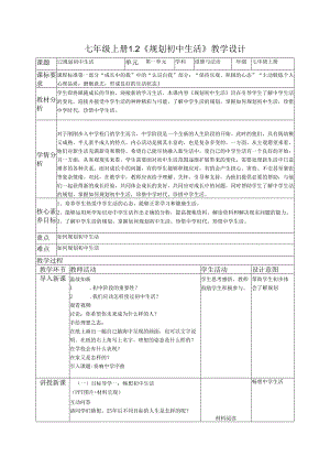 部编道德与法治七年级上册第一课《1.2规划初中生活》 教学设计.docx